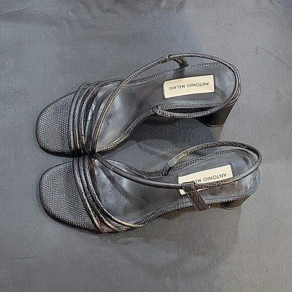 ANTONIO MELANI SQUARE TOE LOW BLOCK HEEL SANDAL - Picture 15 of 15